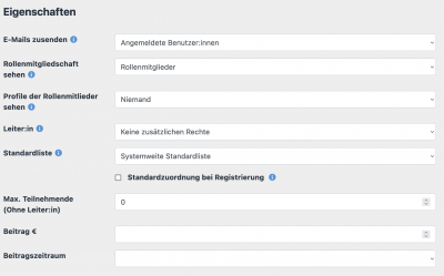 Einstellungen der Rolle für die Sichtbarkeit von Profilen