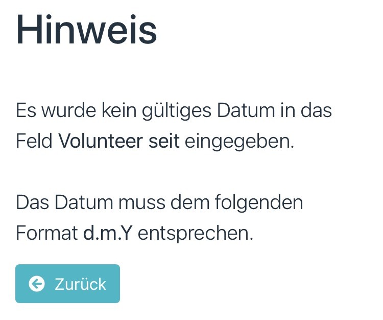 Fehlermeldung &quot;Kein gültiges Datum&quot;