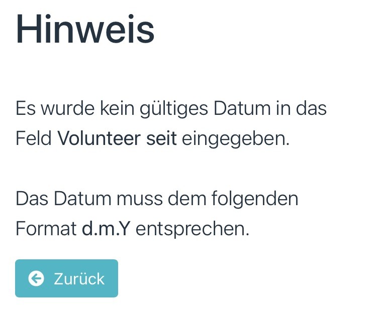 Fehlermeldung &quot;Kein gültiges Datum&quot;