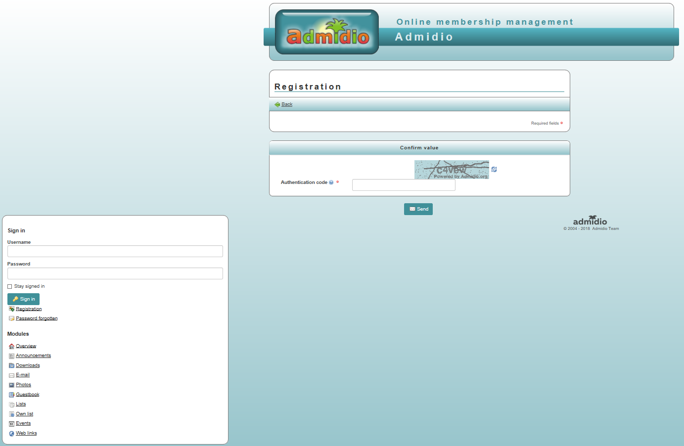 admidio-3.3 register screen with no fields and sidebar alignment.PNG
