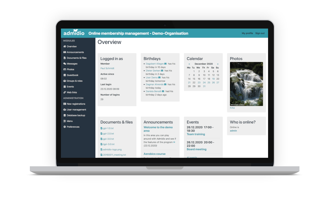 Admidio – Free online membership management software