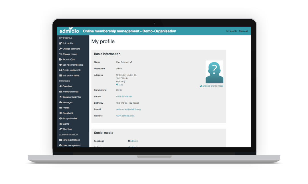 Admidio – Free online membership management software
